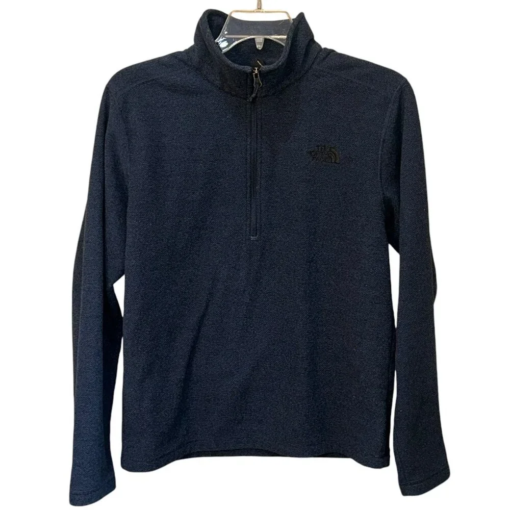 The North Face Blue 1/4 Zip Pullover Sweater Medium Winter Warm Textured Comfort